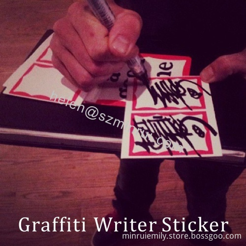 Excellent Final Adhesion Graffiti Writer Red Borders Egg Shell Sticker Can Not Remove